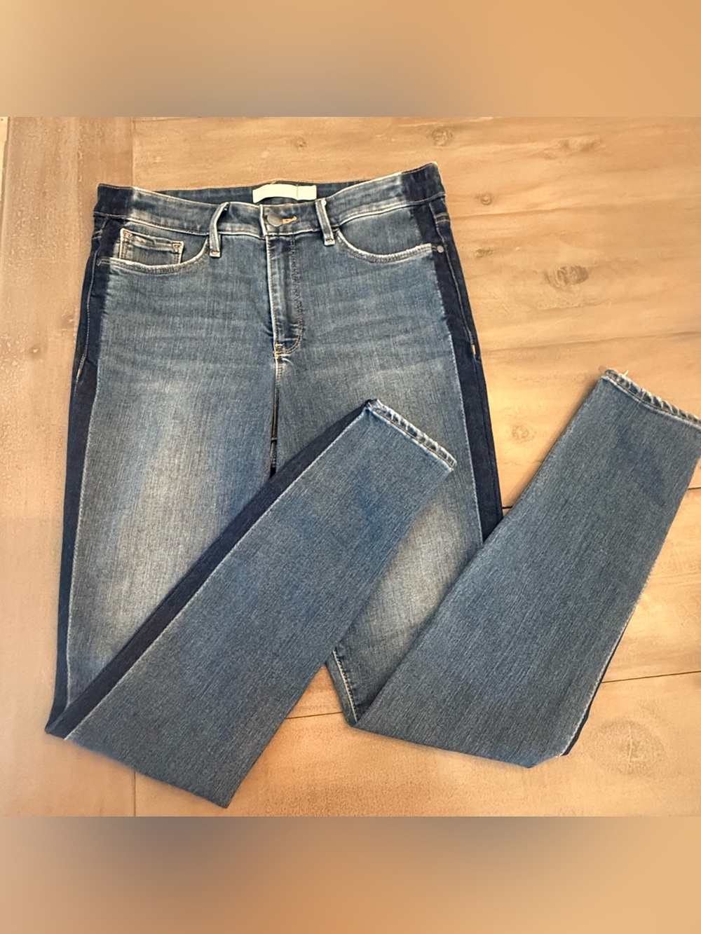 Athleta Denim Sculptek Ultra Skinny stretch jeans Sz 10 Tuxedo Stripe Preowned